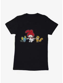 Horror My Melody Dancing With Flat And Risu Womens T-Shirt