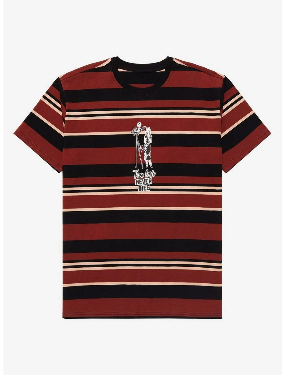 Horror Disney The Nightmare Before Christmas Jack Skellington & Sally Striped T-Shirt - BoxLunch Exclusive 1 Horror Disney The Nightmare Before Christmas Jack Skellington & Sally Striped T-Shirt - BoxLunch Exclusive