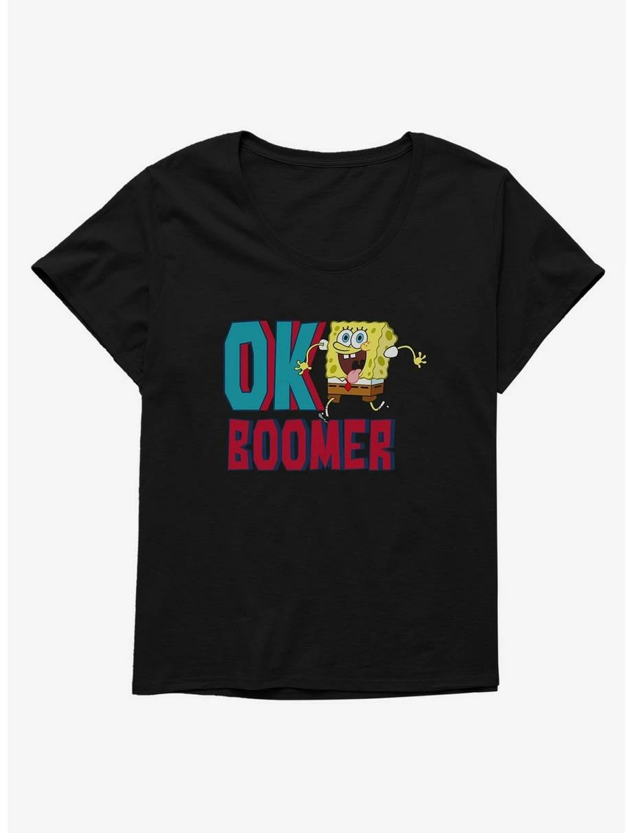 Cartoons SpongeBob SquarePants OK Boomer Womens T-Shirt Plus Size