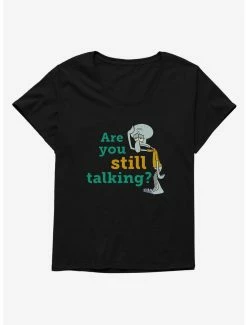Cartoons SpongeBob SquarePants Squidward Are You Still Talking Womens T-Shirt Plus Size