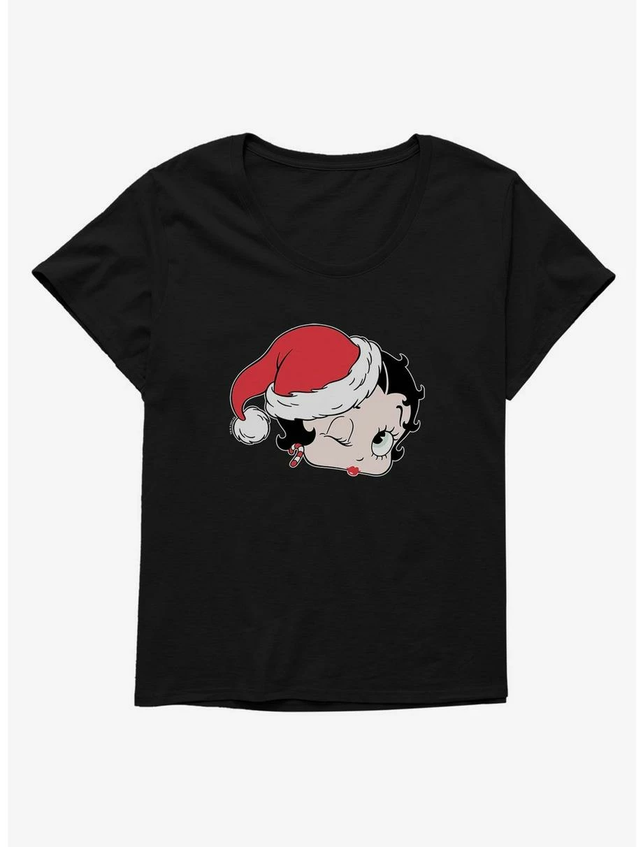 Cartoons Betty Boop Christmas Kiss Womens T-Shirt Plus Size