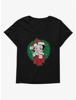 Cartoons Betty Boop Mistletoe Womens T-Shirt Plus Size