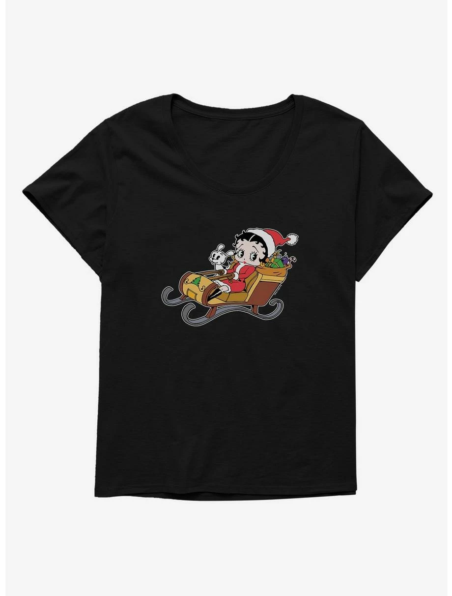 Cartoons Betty Boop Sleigh Ride Womens T-Shirt Plus Size
