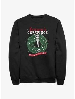 Horror Disney The Nightmare Before Christmas Santa Jack Season's Creepings Wreath Sweatshirt