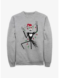 Horror Disney The Nightmare Before Christmas Santa Jack Christmas Lights Sweatshirt