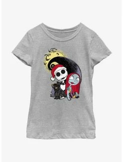 Horror Disney The Nightmare Before Christmas Santa Jack And Sally Youth Girls T-Shirt