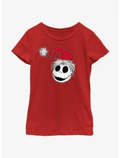 Horror Disney The Nightmare Before Christmas Santa Hat Jack Youth Girls T-Shirt