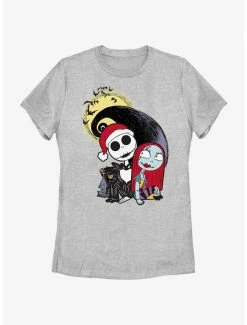 Horror Disney The Nightmare Before Christmas Santa Jack And Sally Womens T-Shirt