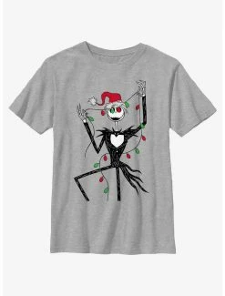 Horror Disney The Nightmare Before Christmas Santa Jack Christmas Lights Youth T-Shirt