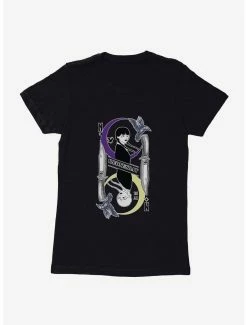 Horror Wednesday Moon And Stars Doppleganger Card Womens T-Shirt
