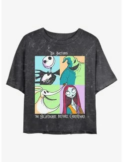 Horror Disney The Nightmare Before Christmas Spooky Bunch Mineral Wash Womens Crop T-Shirt