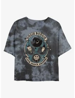 Horror Disney The Nightmare Before Christmas Oogie Boogie And Lock, Shock, & Barrel Tie-Dye Womens Crop T-Shirt