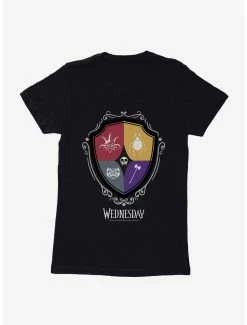 Horror Wednesday Nevermore Academy Crest Icons Womens T-Shirt