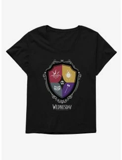 Horror Wednesday Nevermore Academy Crest Icons Womens T-Shirt Plus Size