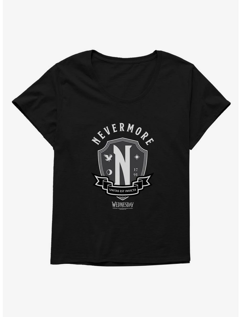 Horror Wednesday Nevermore Academy Emblem Womens T-Shirt Plus Size 1 Horror Wednesday Nevermore Academy Emblem Womens T-Shirt Plus Size
